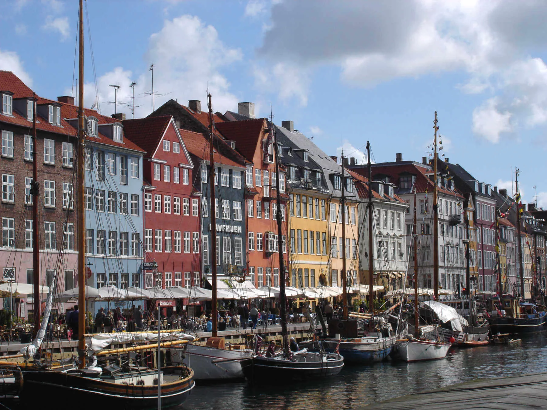 The colorful Nyhavn neighborhood is the place to moor on a sunny day in Copenhagen